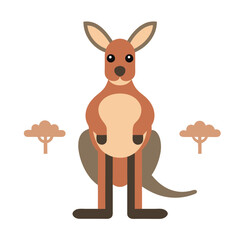 Cute Cartoon Red Kangaroo Illustration Standing Upright