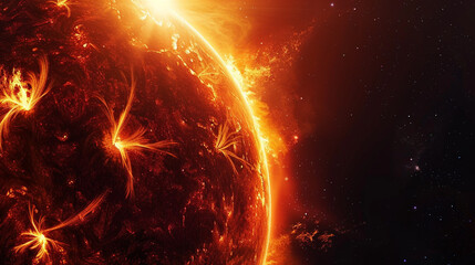 Fototapeta premium The Sun from Deep Space, Plasma Storms and Fiery Solar Flares