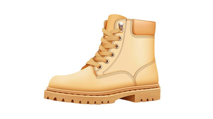 Beige Leather Ankle Boots with Laces and Chunky Sole