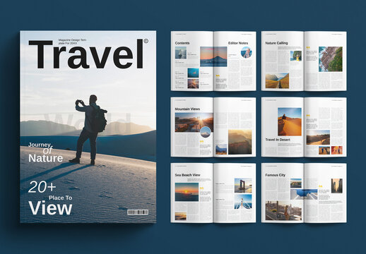Travel Magazine Template Design Layout