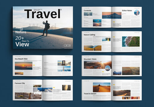 Travel Magazine Template Design Layout Landsacpe