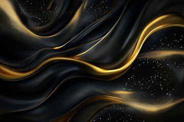 Obraz premium Golden abstract background of features smooth, flowing, liquid-like textures that resemble molten metal or silk. The curves and waves create a sense of movement and fluidity.
