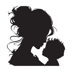 silhouette of mother and child
