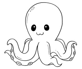 Cute Octopus Hand Drawn Illustration