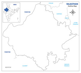 High-Quality Rajasthan State Map Outline