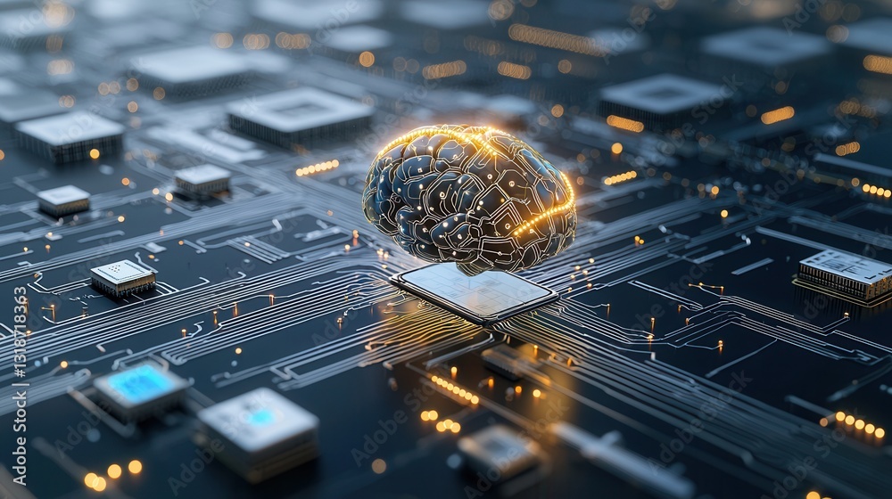 Poster futuristic and learning data visualization with glowing geometric sphere conceptual image representi
