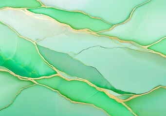 Luxurious jade green and gold marble texture, Abstract fluid art background, Modern geological layered gold foil decorative design