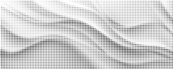 Flowing dots particles wave pattern halftone gradient curve shape isolated on white background. Vector in concept of technology