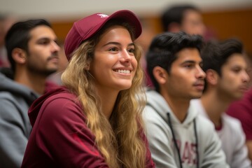 positive students listening to a lecture