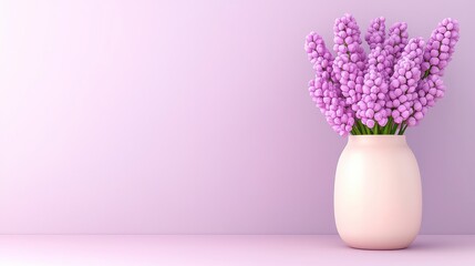 Purple Hyacinths in Cream Vase Minimalist Still Life