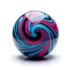 3D Swirled Marble Ball isolated on a white background