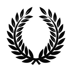 Black Laurel Wreath Icon Symbolizing Victory and Achievement