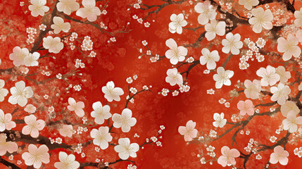 modern japanese blossoms pattern