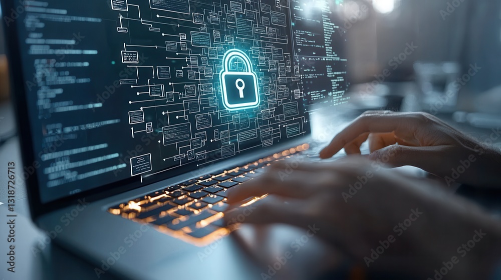 Poster cybersecurity analyst monitoring and analyzing potential threats vulnerabilities and security incide