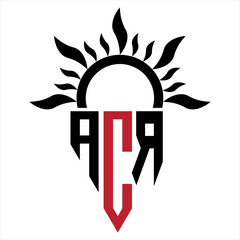 Vector shield emblem ACR Logo with abstract fire design elements