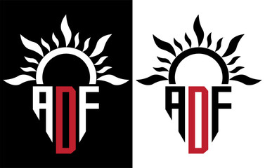 Vector shield emblem ADF Logo with abstract fire design elements