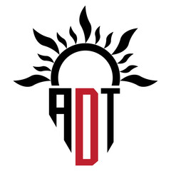 Vector shield emblem ADT Logo with abstract fire design elements