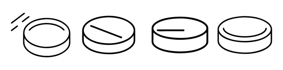 hockey puck icon, hockey puck line art - simple line art of hockey puck, perfect for hockey puck logos and icons