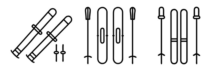 skis icon, skis line art - simple line art of skis, perfect for skis logos and icons