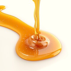 Golden honey cascading in a smooth flow, showcasing its rich texture and vibrant color.