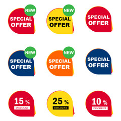 Set of Sale discount label icon, price offer symbol design, web sticker vector illustration .