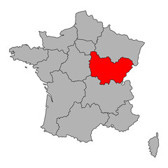 Obraz premium Burgundy Free County of France map symbol shape, travel web flat concept icon symbol vector .