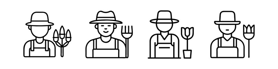 farmer icon, farmer line art - simple line art of farmer, perfect for farmer logos and icons