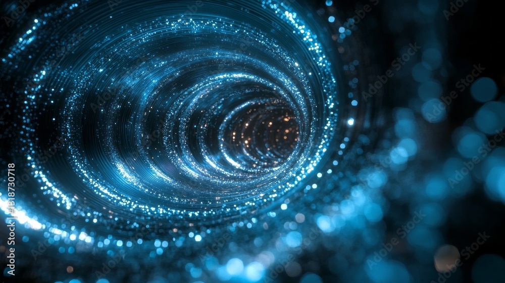 Aufkleber Journey through a captivating tunnel filled with sparkling lights and swirling cosmic energy. This enchanting visual evokes a sense of mystery and adventure within a surreal universe