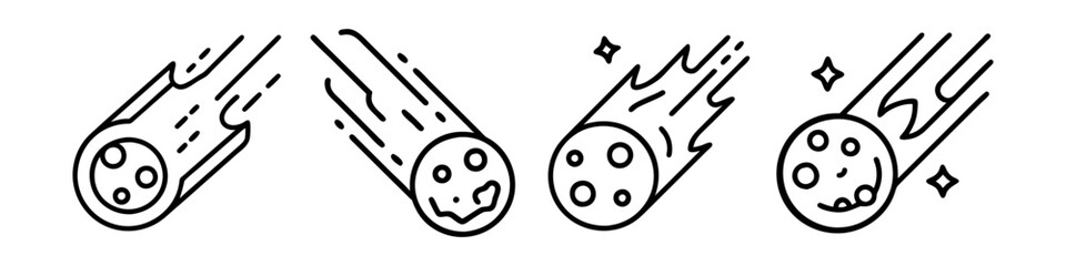 meteor icon, meteor line art - simple line art of meteor, perfect for meteor logos and icons