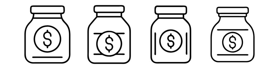 savings jar icon, savings jar line art - simple line art of savings jar, perfect for savings jar logos and icons