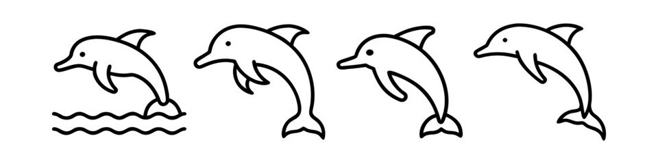 dolphin icon, dolphin line art - simple line art of dolphin, perfect for dolphin logos and icons