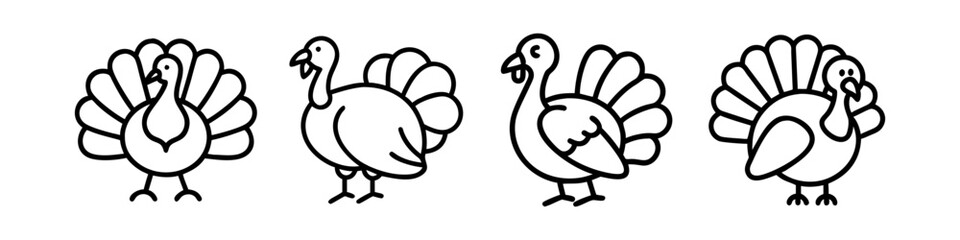 turkey icon, turkey line art - simple line art of turkey, perfect for turkey logos and icons