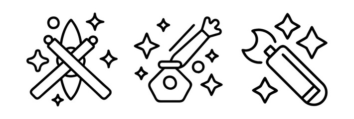 spell icon, spell line art - simple line art of spell, perfect for spell logos and icons