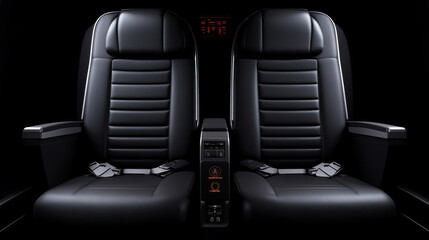 Naklejka premium Modern luxury car interior with leather seats, dashboard, and steering wheel