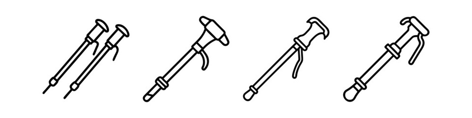 hiking stick icon, hiking stick line art - simple line art of hiking stick, perfect for hiking stick logos and icons