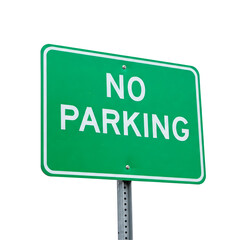 no parking green road sign isolated on transparent background