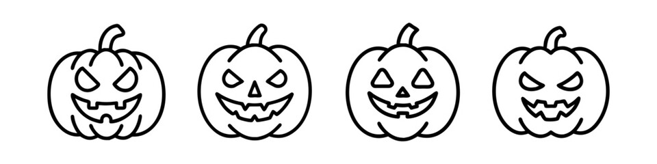 pumpkin halloween icon, pumpkin halloween line art - simple line art of pumpkin halloween, perfect for pumpkin halloween logos and icons