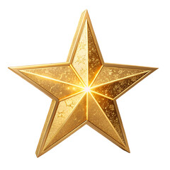Fototapeta premium A 3D render of a golden star with a metallic texture and shiny finish, featuring a sleek and eye-catching design, perfect for awards and recognition themes