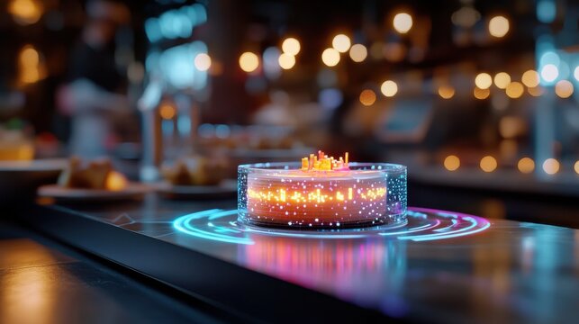 Explore the future of culinary management with AI-powered solutions showcased in this image Experience real-time restaurant monitoring through a futuristic control panel with AI-enhanced data