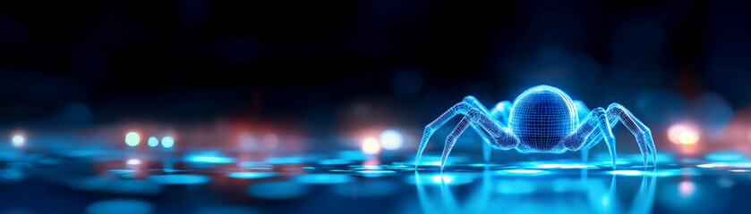 Obraz premium Digital Spider Animation Futuristic Cyber Environment 3D Visualization High-Tech Setting Close-Up Perspective Innovative Concept