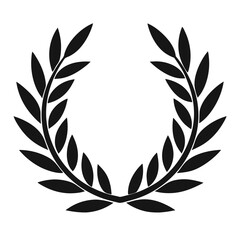 Black Laurel Wreath Icon Symbolizing Victory and Achievement