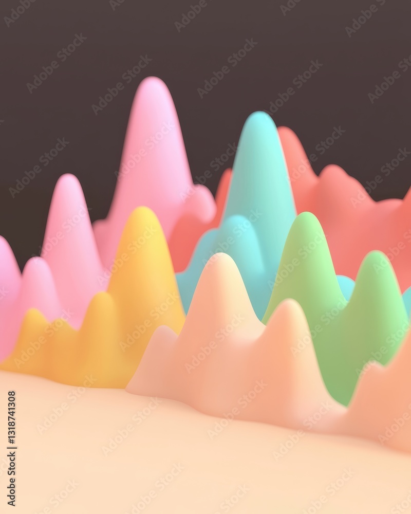 Poster data graph visualization with colorful peaks and valleys depicting analytics.