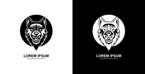 wolf head logo design combined with a circle