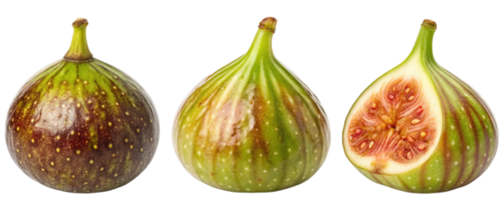 Three fresh figs on a transparent background