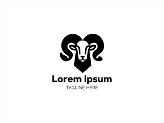 Simple black and white silhouette of a ram's head.