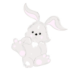 A cute little grey bunny.