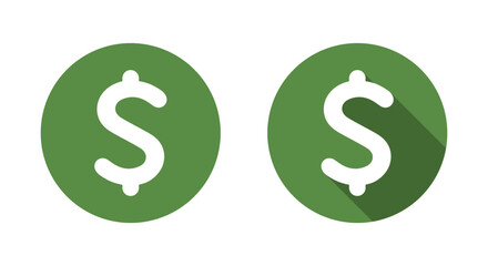 Dollar currency icon with long shadow. Money sign symbol