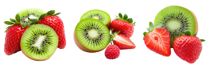Fresh kiwi and strawberry slices with vibrant colors