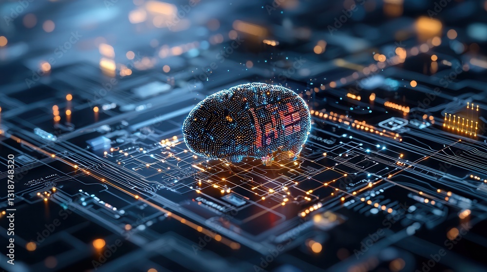 Poster futuristic neural network visualization showcasing advanced digital technology connectivity and inte