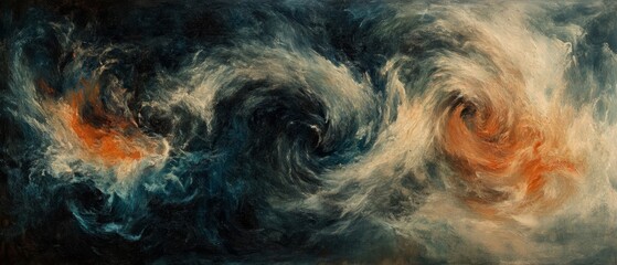 Obraz premium Abstract Painted Whirlpools: Chaotic Energy Canvas with Dark and Light Swirls 
